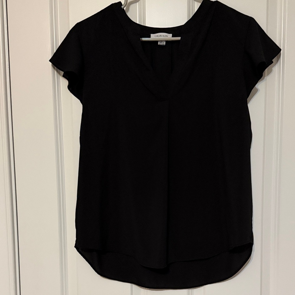 Calvin Klein Black V-Neck Blouse